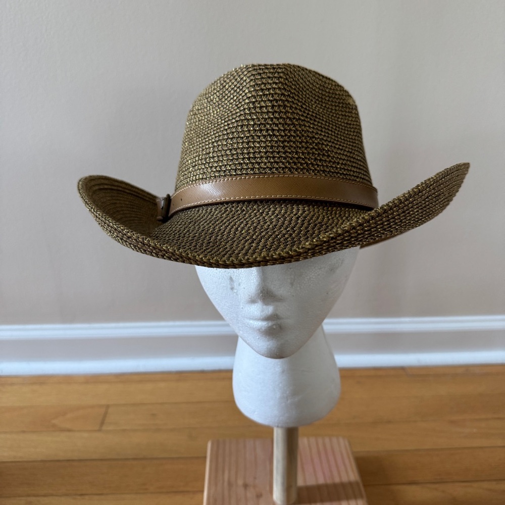 Vintage Brown Gold Straw Cowboy Hat NWT